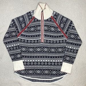 Eddie Bauer 1/4 Zip Snowflake Winter Pullover Sweater: Size Medium